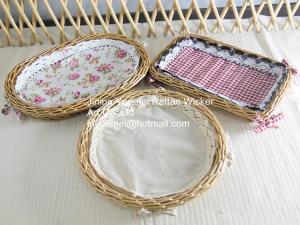 Quality 2016 wicker tray basket wicker storage basket willow fruit tray with liner wholesale