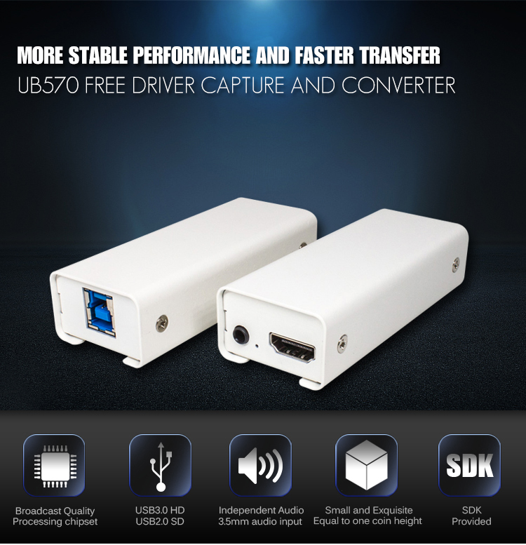 HDMI 3.5mm Audio Usb Vhs Capture Device USB3.0 Video Conference Free Driver