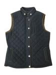 Navy Blue Black Long Quilted Vest Womens Ladies Padded Vest Woven Material