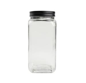 Quality Clear 400ml Spice Herbs Square Glass Jars With Lid wholesale