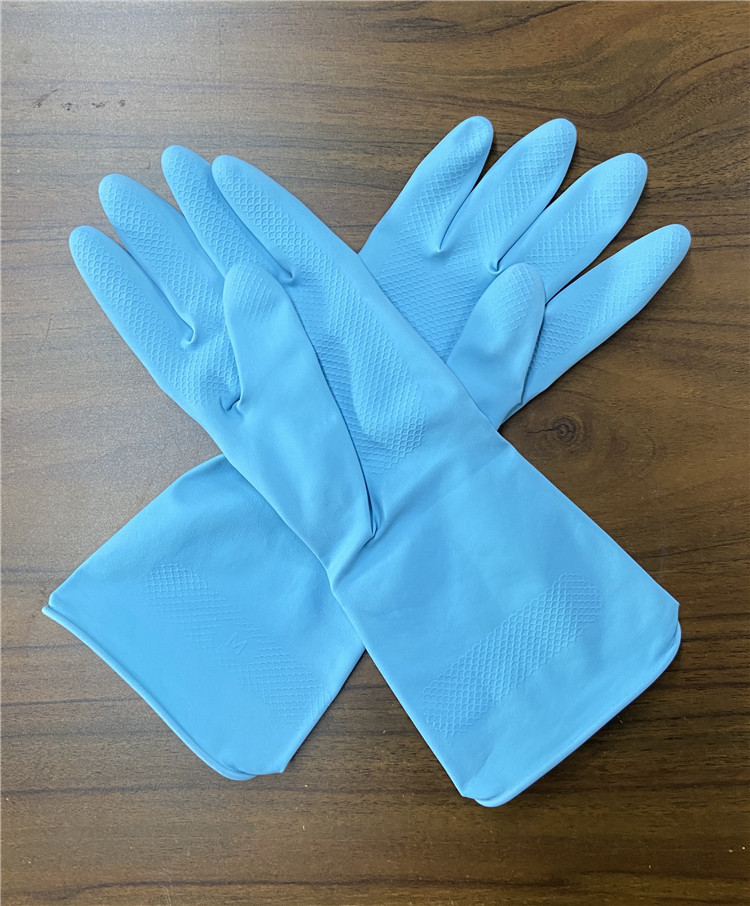 M 65g Blue Rubber Bathroom Cleaning Gloves Tensile