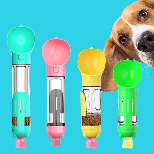 Leak Proof 4 In 1 Portable Dog Water Bottle Dog Multifunctional Travel Water