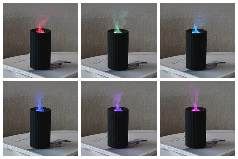 Type C 100ml Flame Humidifier Fire Aroma Diffuser With 7C LED Changing Light