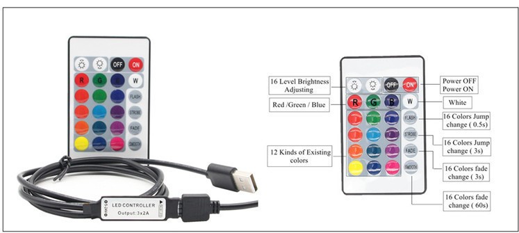 60leds / Meter Remote Control LED Strip Light For TV Backlight Bedroom Decortion