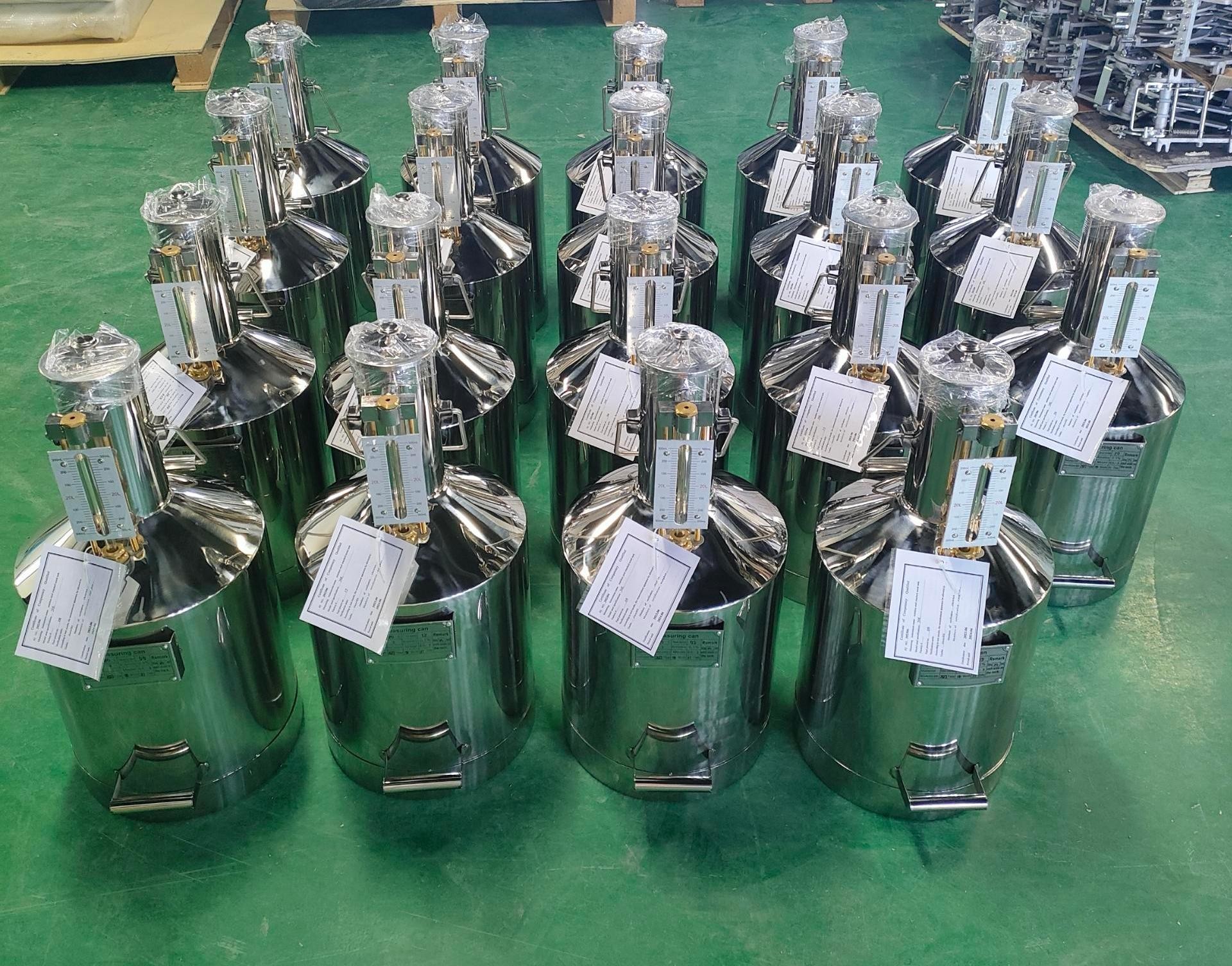20L Stainless Steel Industrial Liquid Measuring Tank with Base Measuring Can for Gas Station