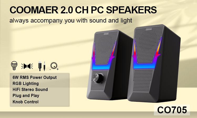 5VDC 2.0CH Office Desk Speakers With Rich Bass Premium Sound
