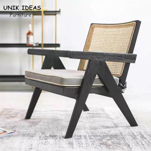 Quality Black Solid Wood Rattan Back Armchair Living Room Balcony Lounge Chair wholesale
