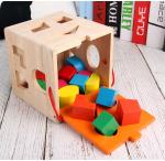 Wooden 16 Hole Intelligence Box Children Color Cognitive Shape Matching AIDS