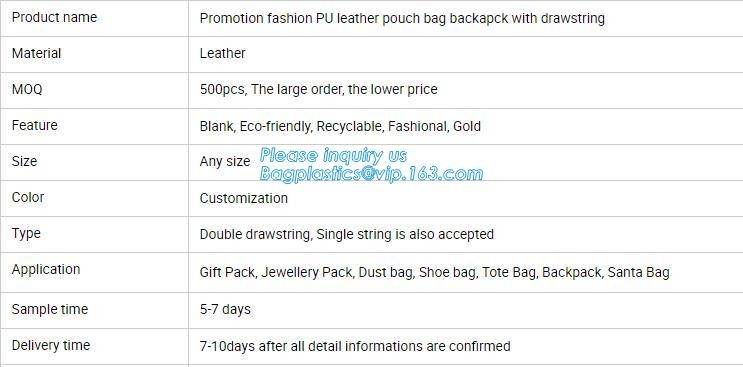 Custom Name Stamping PU Leather Drawstring Bag With Handle Waterproof Promotional Black Drawstring Bag Promotional Detai