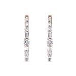 10K 14K 18K Solid Gold Man Made Lab Grown Diamond Hoop Earrings Baguette Cut