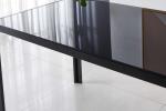220Ibs capacity Simple Dining Room Table Black Tempered Glass Dining Table H4