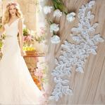 Apparel Accessories Ivory/Black Embroidery Lace Applique for Bridal Dress