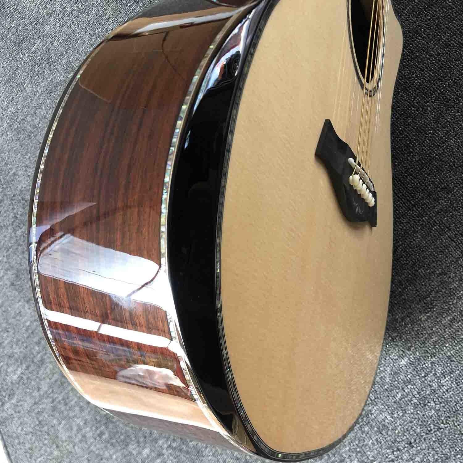 Ebony Fingerboard 41 Inch Acoustic Electric Guitar with Arm Rest Real Abalone AAAA Solid Spruce Top Cutaway Acoustic Gui