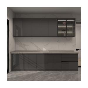 Quality Effortlessly Stylish YALIG Gray Glossy Kitchen Cabinet with Lacquer Finish wholesale