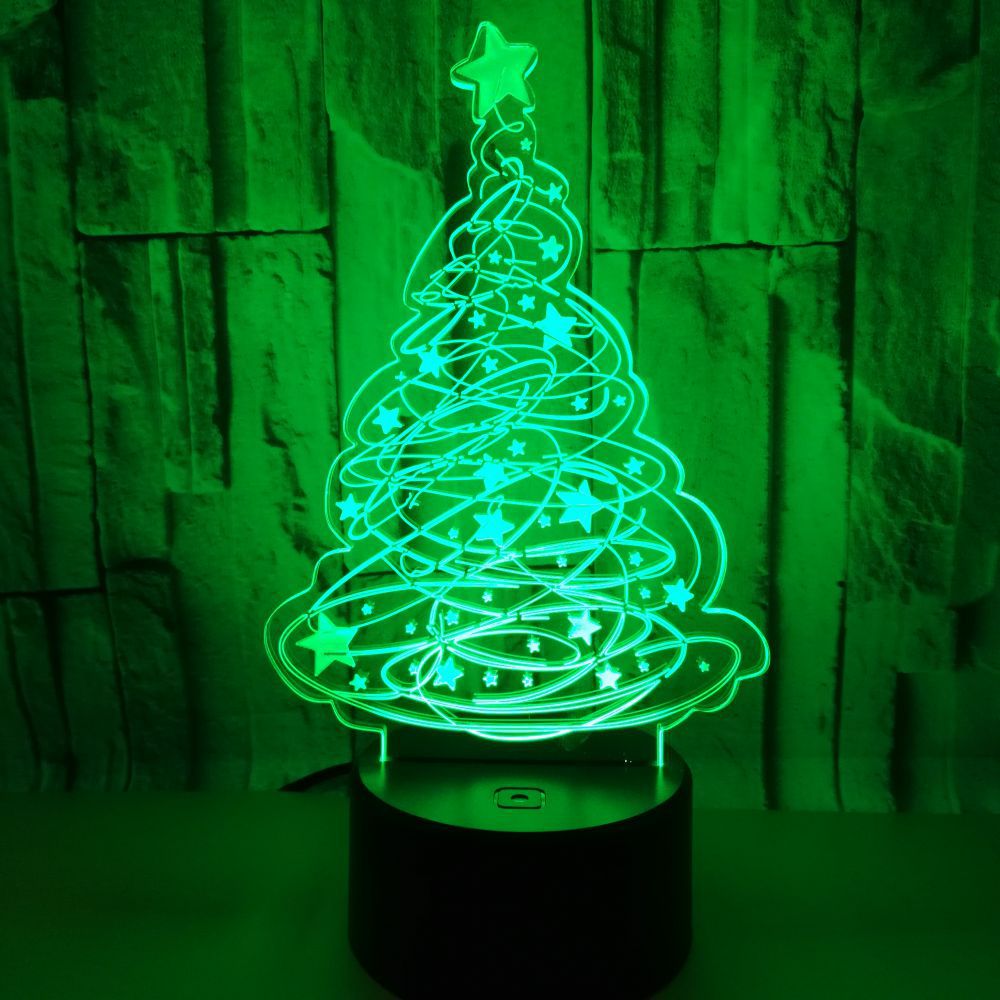 2019 Christmas tree Gift 3D night Lights Colorful LED Lights Creative Crack Small Table Lamp