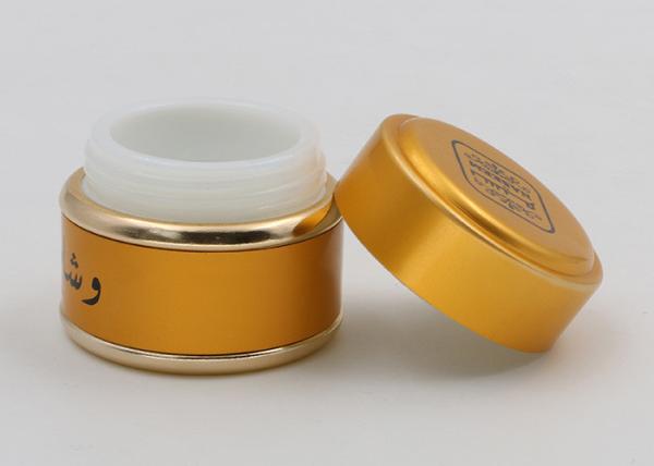 Gold 1 Oz 2 Oz 4 Oz Glass Cosmetic Jars , Makeup Sample Containers Aluminum