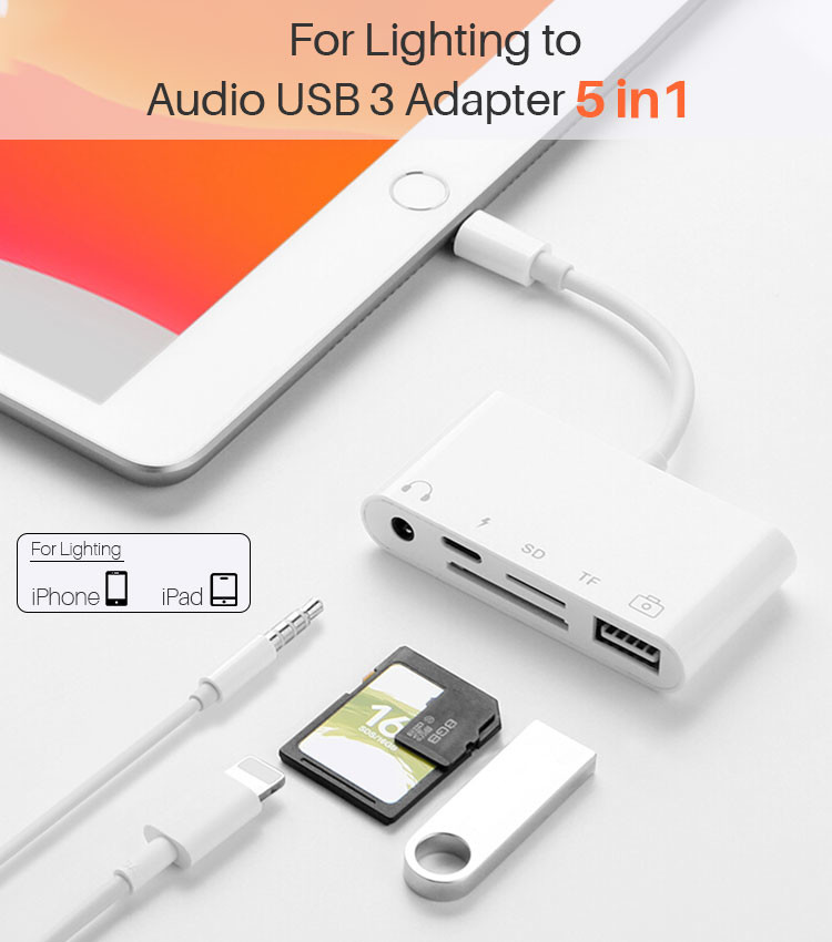 plug playing 5 In 1 USB OTG Lightning Adapter For Apple