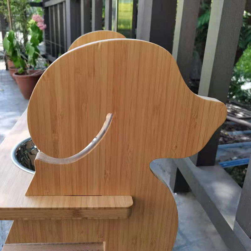 Pet Feeding Food Standing Type Installation Bamboo Neater Feeder with Elevated Bowl