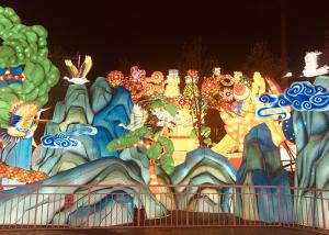 Quality Interactive Landscape Painting Fabric Chinese Lanterns Hand Carved Display For Gallery wholesale