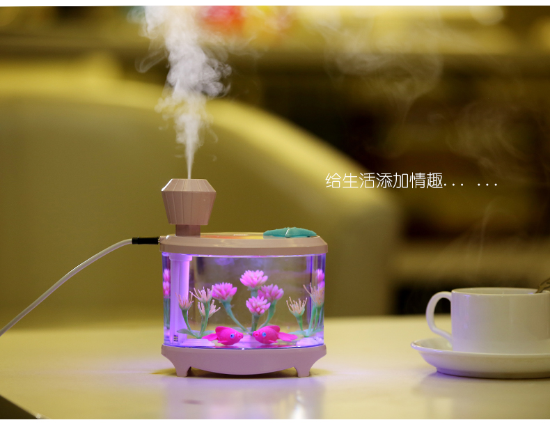 New Arrival Upgrade Version Mini Fish Tank Humidifier USB Anion Soothing Colorful Light Humidifier