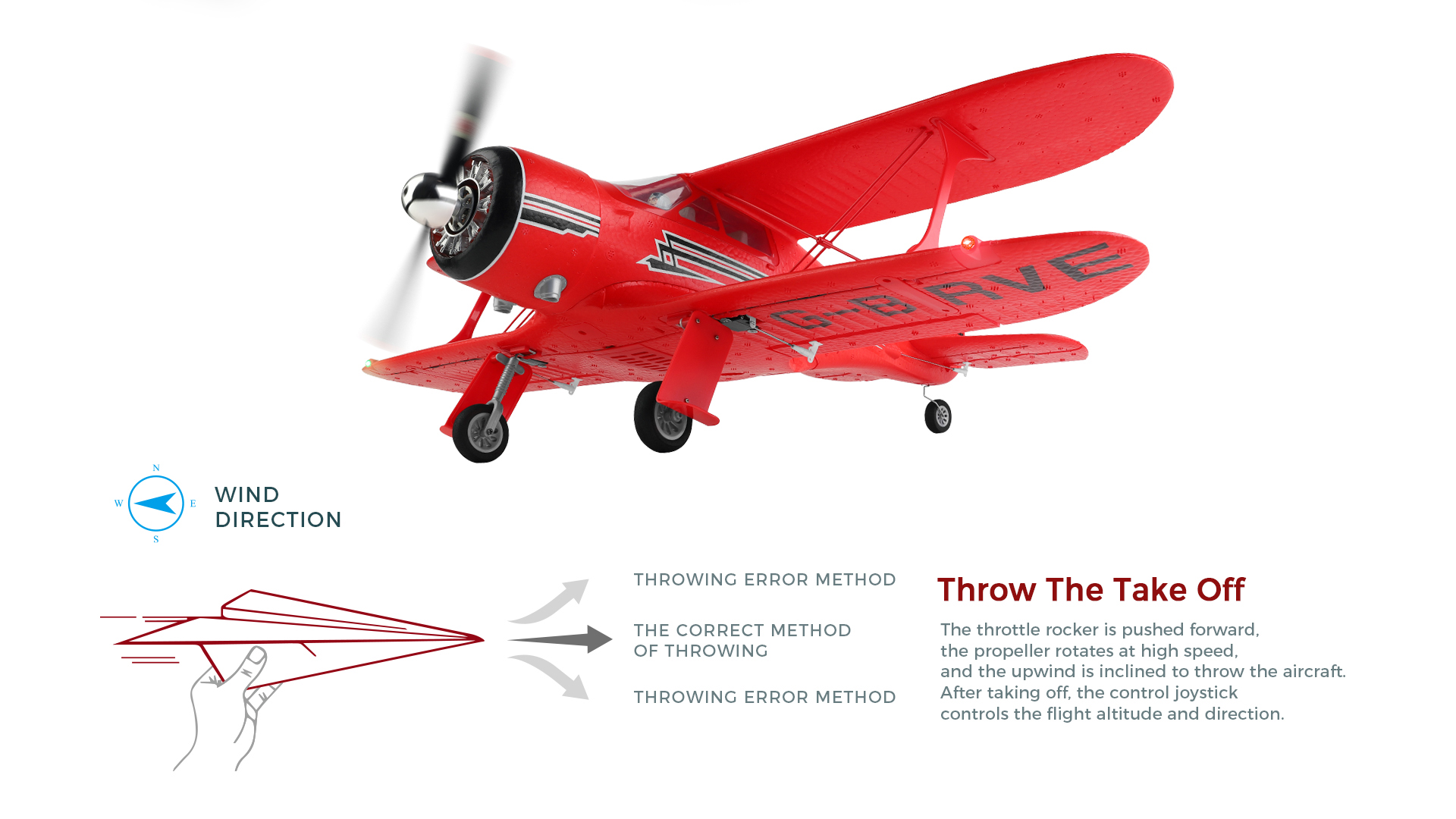 State of Assembly Ready-to-Go A300 Beech D17s 3d 6g 2.4g 4ch RC Airplane with Gyro Biplane and Brushless Motor Foam Electric