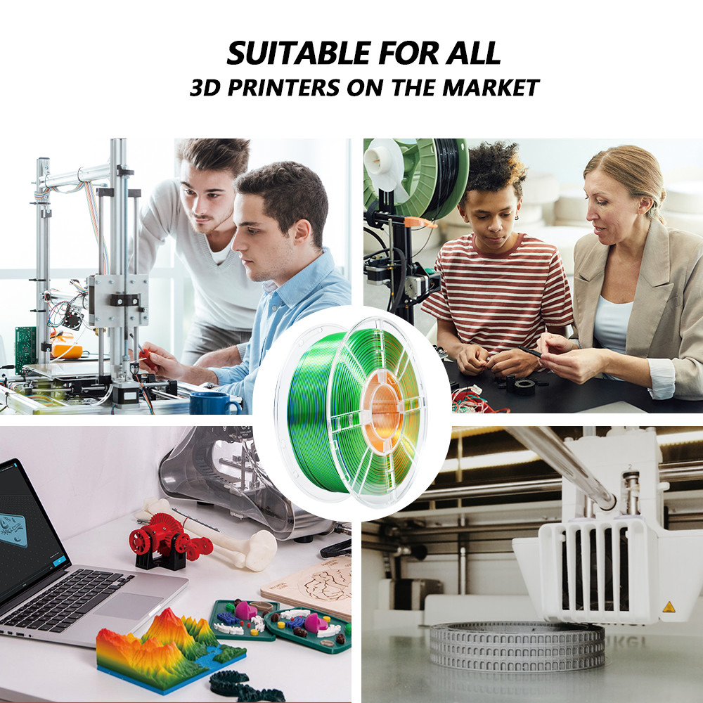 High-Speed 3D Printer Filament Silk Tri-color Yellow Blue Green PLA+ Filament