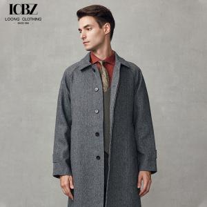Quality Mid-Length Dark Gray Wool Coat Business Casual Men's Windbreaker with Mandarin Collar wholesale