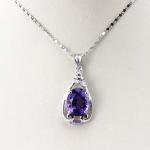 925 Silver Jewelry 9mmx11mm Amethyat Cubic Zircon Pendant(PSJ0406)