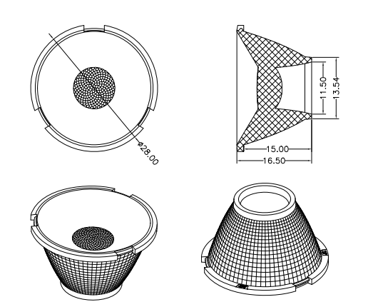 Deep Anti-Glare Series COB LED Lens Single Lens Optimized For 4mm/6mm COB LEDs