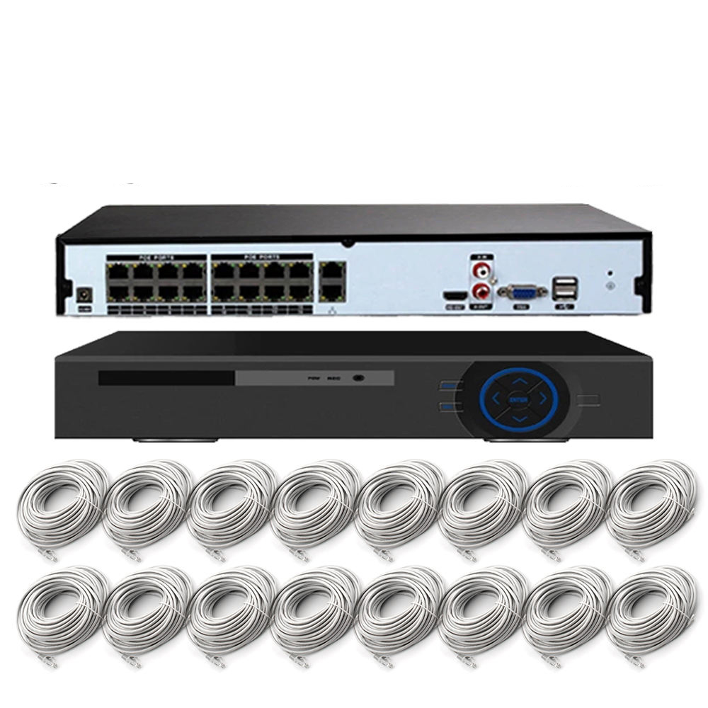 Customized HD motion detection night vision 16 ch cctv camera POE kit with monitor