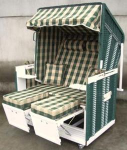 Quality Modern White And Green Roofed Wicker Beach Chair &amp; Strandkorb For Outdoor wholesale