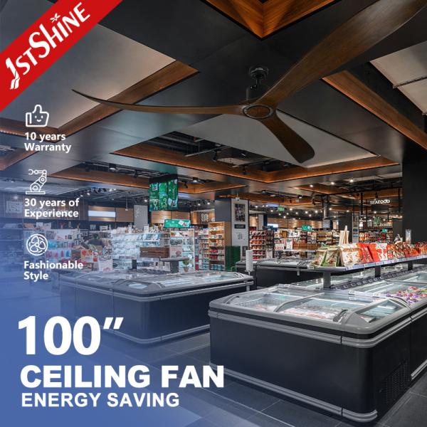 Meeting Room 100 Inches Ceiling Fan with Remote Control 35W Power and Wooden