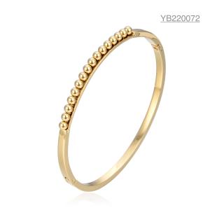 Quality Anti Rust Fadeless Gold Rhinestone Bracelet 16 Round Gold Beads Bangles wholesale