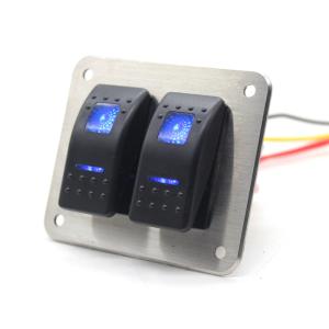Quality Blue LED 24V 5 Pin 2 Gang Rocker Switch Panel for boat wholesale