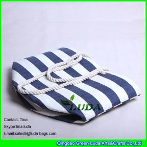 Quality LUDA navy blue striped paper straw beach bag cheap wholesale beach bags wholesale