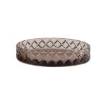 Round Shape Glass Bath Accessories Set Brown Color Golden Pump Head