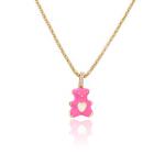 Colorful 24k Gold Jewelry Enamel Bear Zircon Pendant Necklace