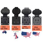 Black Stainless Steel Electrical Power Sockets Outdoor Garden Power Outlet LED