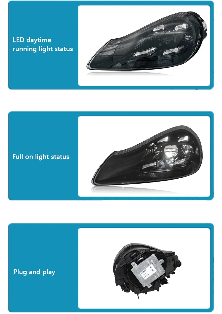 957 Headlights For Porsche Cayenne 08-10 Upgraded 21 Matrix Style LED Front Lights Plug And Play Car Accessory