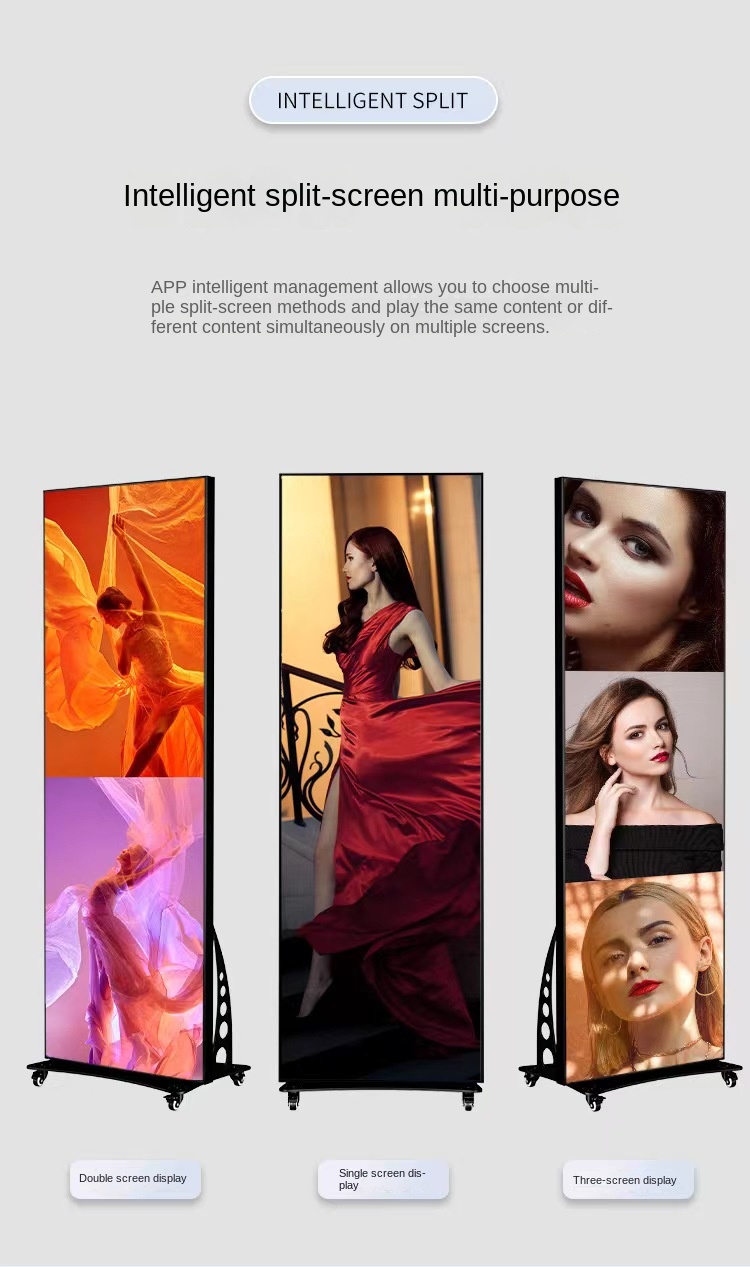 Moveable Indoor LED Digital Poster High Brightness LED Advertising Display Screen