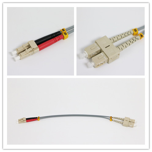 SC Armoured Fiber Optical Patch Cord Multimode Duplex  With Red / Black Boot 0