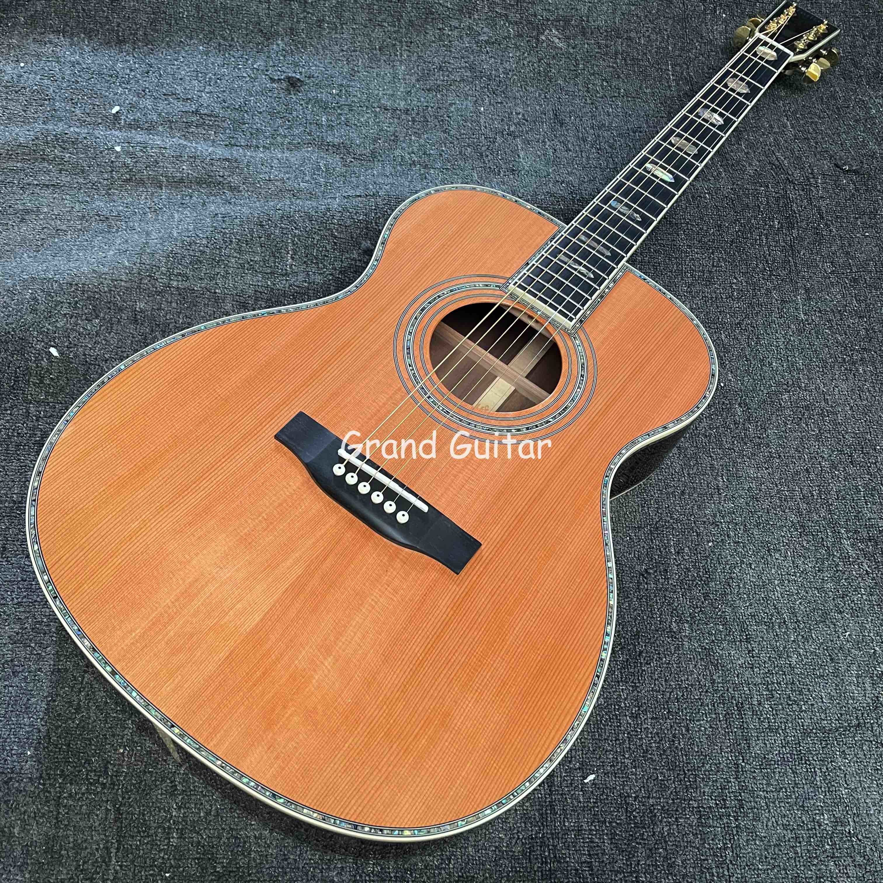 Custom OM Body Cedar Top Acoustic Electric Guitar with ROSEWOOD Back Side