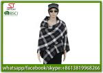 Woven plaid tassel poncho 239g140*140cm100%Acrylic best price high quality