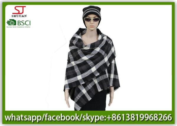 Woven plaid tassel poncho 239g140*140cm100%Acrylic best price high quality