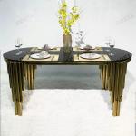 Light Luxury Stainless Steel Marble Hotel Banquet Hall Dining Table