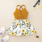 Printing Fashion Suspender Children'S Dress Clothing Sleeveless