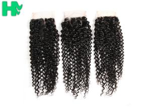 Quality 8’’ - 20’’Unprocessed Human Hair Closure Kinky Curly Bleached Knots wholesale