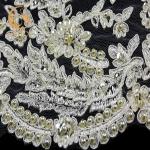 Decorative Beaded Lace Trim Water Soluble Embroidery 135cm Width