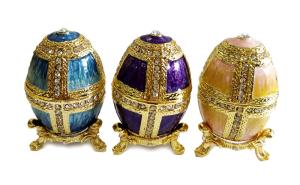 Quality Hollow Faberge Egg Jewelry Easter Egg Trinket Box Crafts Russian Easter Metal Rhinestones Faberge Egg Jewelry Box wholesale