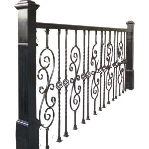 Quality Outdoor Modern Black Metal Handrails Residential Stair Railing Balustrade Powder Coating wholesale